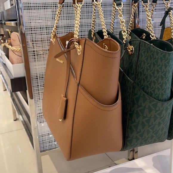 MICHAEL KORS LARGE X CHAIN LOGO SHOULDER BAG BROWN - Picture 10 of 16